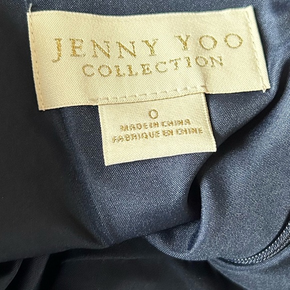 Jenny Yoo Madelyn Crepe De Chine Maxi Dress Gown in Navy Blue Sz 0 - Picture 15 of 16